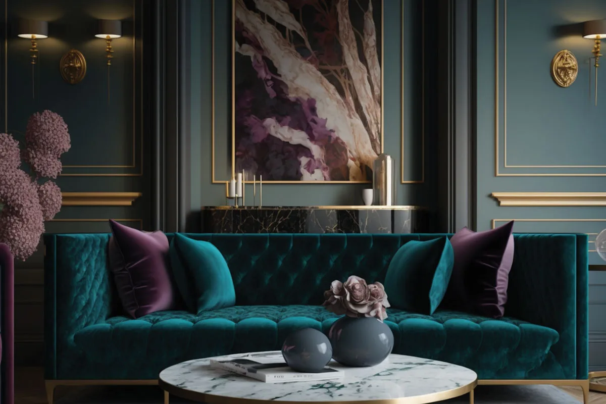 Glam i moderan enterijer dnevne sobe